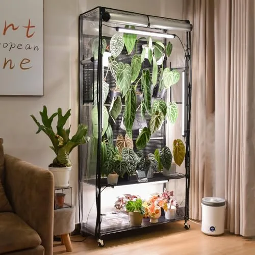 Bstrip Indoor Greenhouse Cabinet with Pegboard Grow Lights