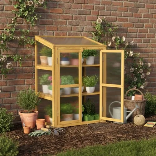 HOOYEAH 3-Tier Cold Frame Greenhouse Solid Fir Wood