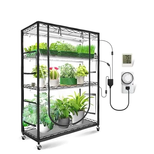 JESLED 59IN Indoor Greenhouse with Full-Spectrum T8 Grow Lights