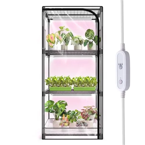 SpeePlant 4-Tier Indoor Greenhouse with 20W Grow Lights