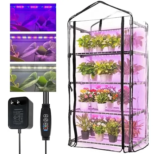 TENTOPMIC 4-Tier Indoor Greenhouse with Full-Spectrum LED Lights