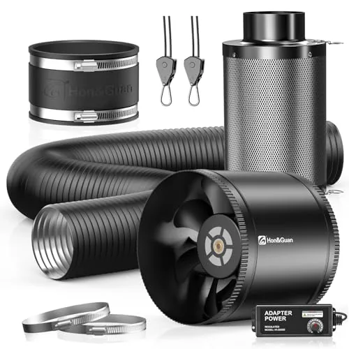 Hon&Guan 8-Inch Inline Fan Kit with Carbon Filter