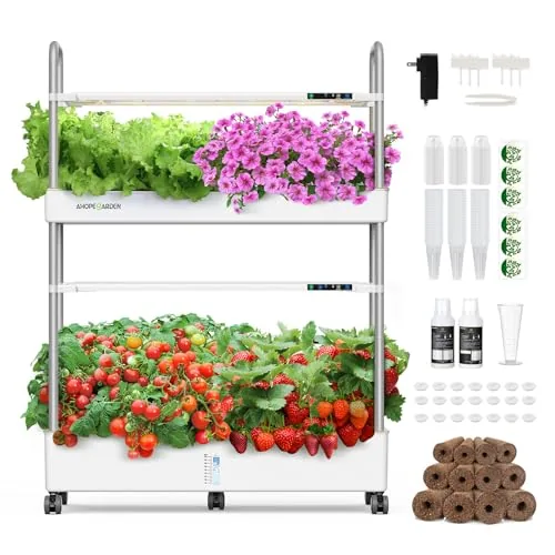Ahopegarden 60-Pod Hydroponic Tower with LED Grow Light