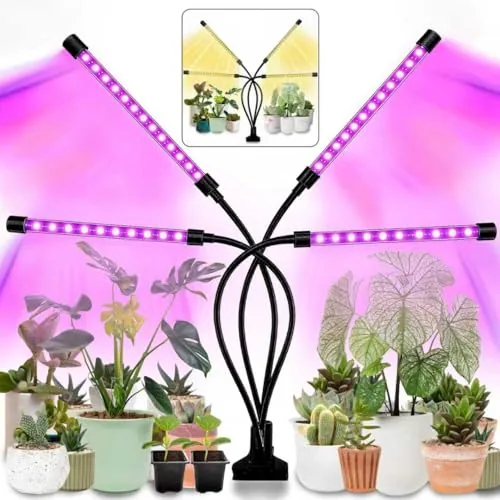 LEOTER 80-LED Grow Light 4-Head Gooseneck Clamp