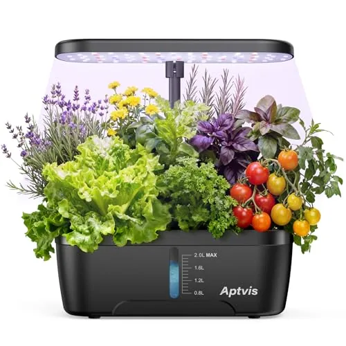 Aptvis 6-Pod Hydroponic Herb Garden with LED Light