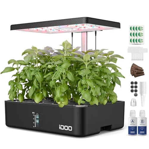 iDOO 12-Pod Hydroponics Kit with LED and Built-in Fan