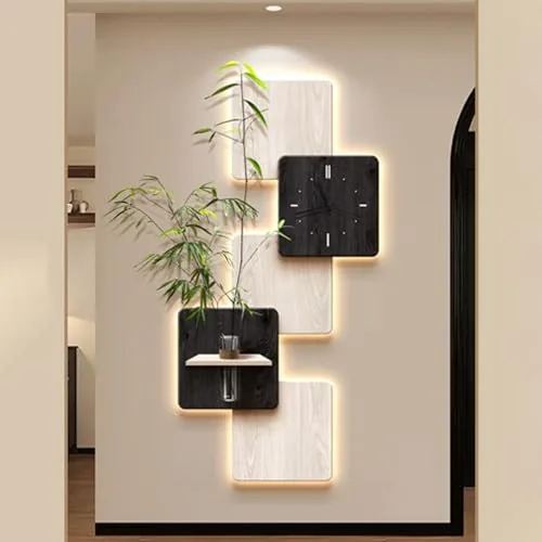 Yidlkecqey 3D Sandstone Wall Art with Clock and LED