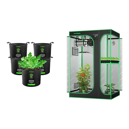 VIVOSUN D325 2-in-1 3x2 Grow Tent with 5 Grow Bags