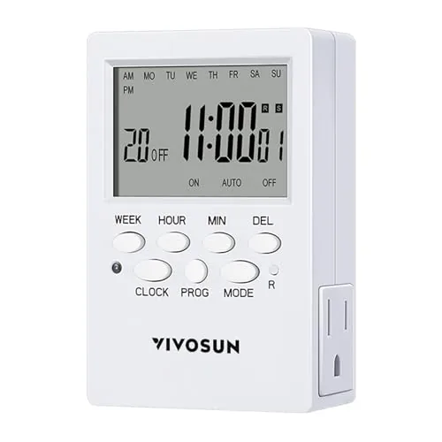 VIVOSUN 7-Day Dual Outlet Programmable Digital Timer