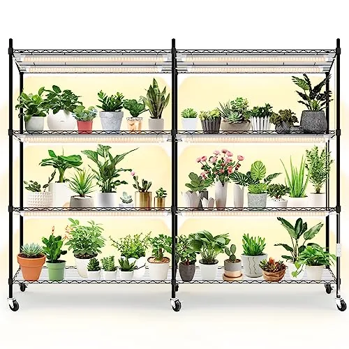 Bstrip 4-Tier Grow Light Shelf with Wheels 288W
