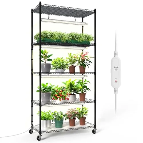 Bstrip 5-Tier Plant Shelf with 24W T8 Grow Light