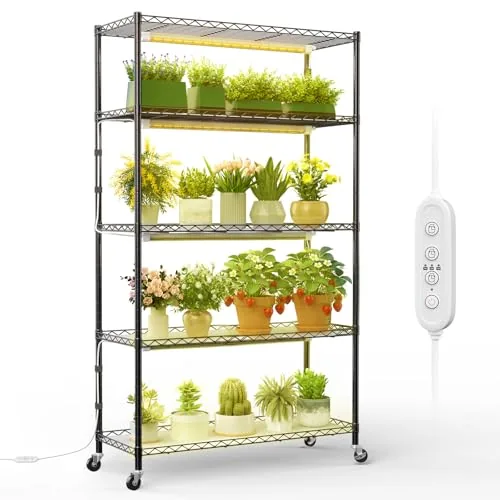FREELICHT 5-Tier Plant Shelf 120W Full Spectrum Grow Light