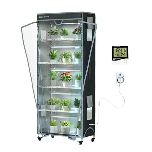 ZOYOYES 6-Tier Indoor Greenhouse with Grow Lights & Cover