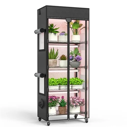 sagrynfp 5-Tier Indoor Greenhouse 96W Full-Spectrum Grow Lights