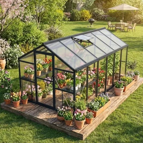 Garvee 8x12ft Walk-In Greenhouse Heavy-Duty Polycarbonate