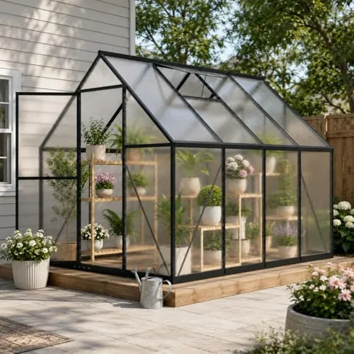 HOOYEAH 6x8 FT Polycarbonate Walk-In Greenhouse Kit
