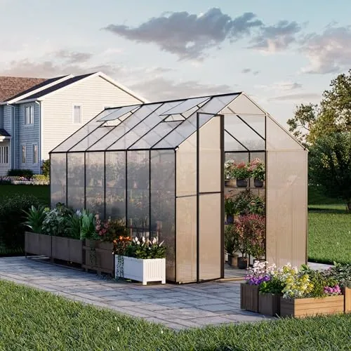 Kingdura 6x12ft Walk-In Greenhouse Heavy Duty Aluminum Frame