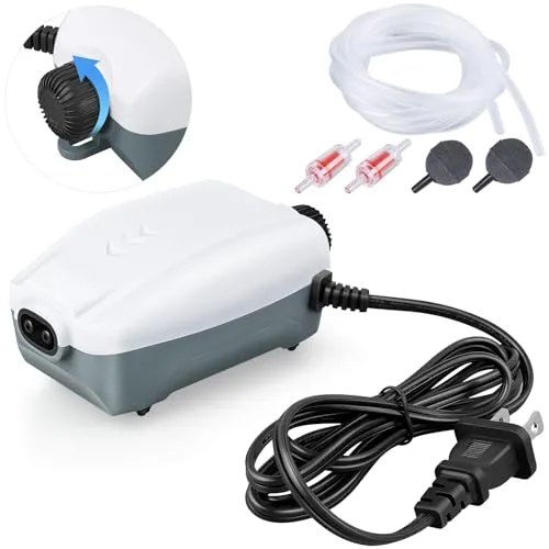 HITOP Dual-Outlet Aquarium Air Pump 3W 10-100 Gal