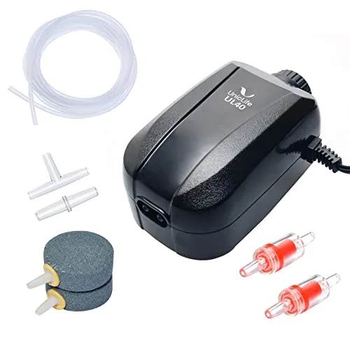 Uniclife 64 GPH Dual-Outlet Adjustable Aquarium Air Pump