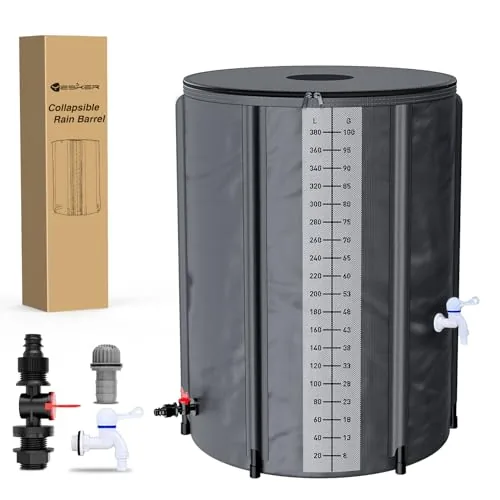 Yesker 100-Gallon Collapsible Rain Barrel with Spigots
