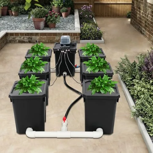 LIANDU-US 7-Gal Recirculating DWC 7-Bucket Hydro System