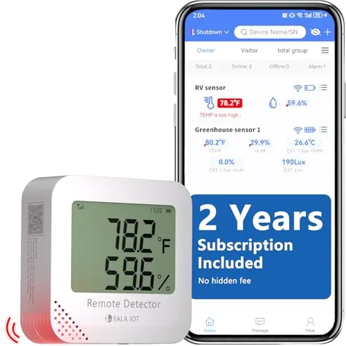 FALA IOT 4G Cellular Temp Humidity Monitor 2yr Plan