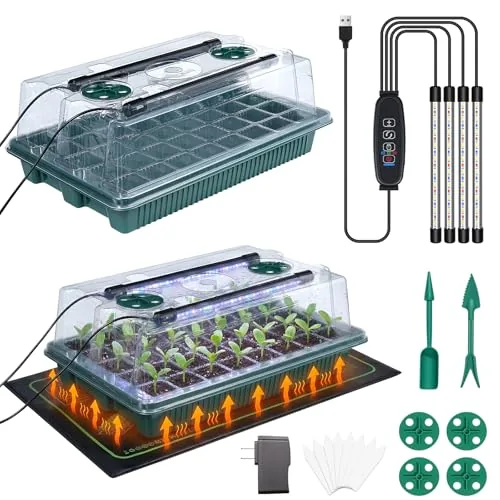 Biupky 40-Cell Seed Starter Kit with Grow Light and Heat Mat