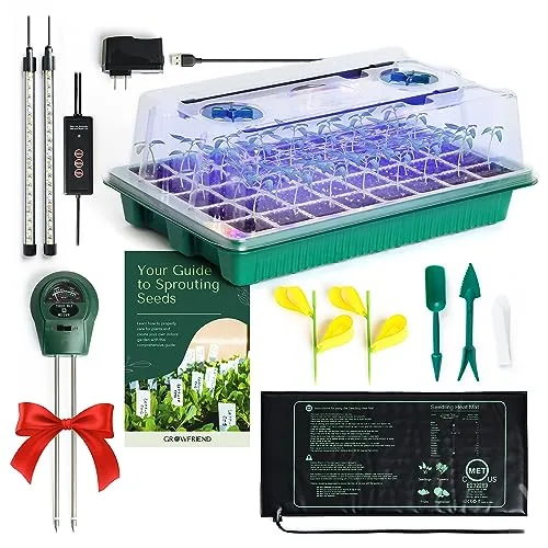 GROWFRIEND 40-Cell Seed Starter Kit with Lights and Heat Mat