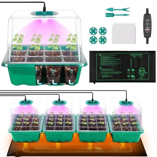 Homiton 48-Cell Seed Starter Kit with Light and Heat Mat