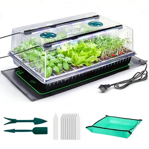 Plant Castle 60-Cell Seed Starter Kit with Light and Heat