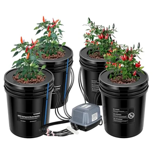 VIVOSUN 4-Bucket DWC System with Top Drip Kit
