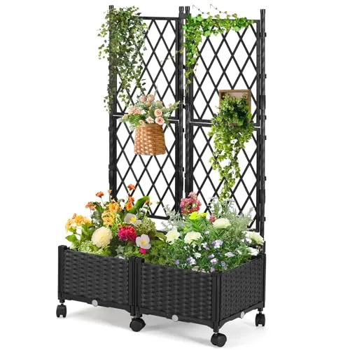 FOLLOOK Self-Watering Planter Box with 4ft Trellis