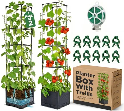Growia Self-Watering Tomato Planter with 56-Inch Trellis