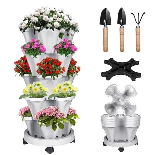 Bociks 5-Tier Stackable Vertical Planter with Wheels