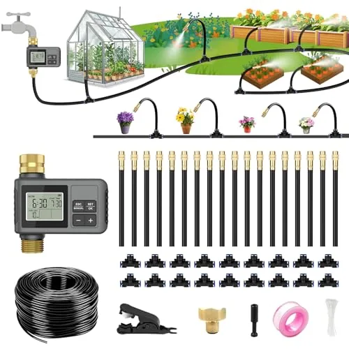 HEKIWAY 60Ft Drip Irrigation Kit with Smart Timer