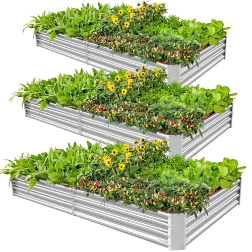 Land Guard 3-Pack 8x4x1ft Galvanized Metal Garden Beds