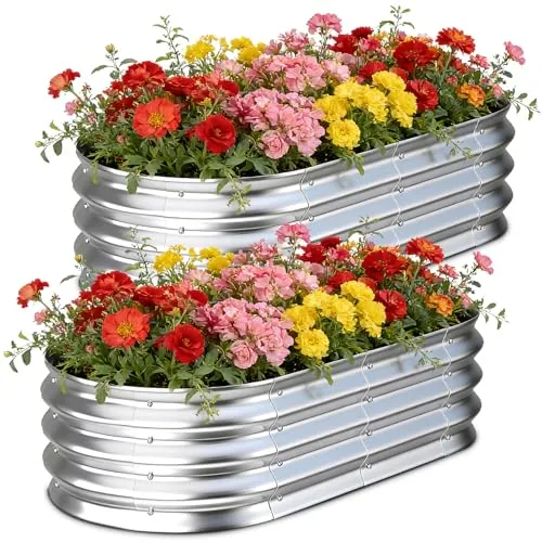 Tegarbed 4x2ft Galvanized Raised Bed 1mm Steel 2-Pack