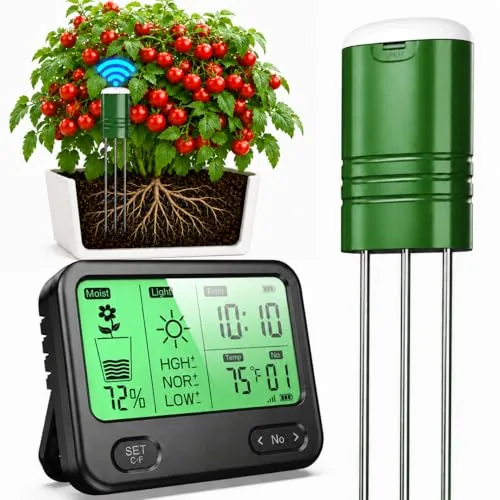 EDGEVEIL 4-in-1 Wireless Soil Monitor, 328ft Range