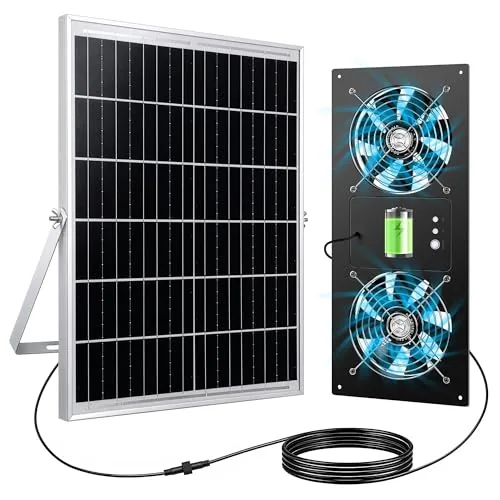 ropelux Solar Dual Exhaust Fan with 18000mAh Battery