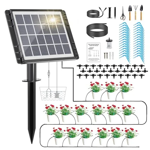 HEKIWAY Solar Drip Irrigation Kit 82ft 30-Plant Auto Watering