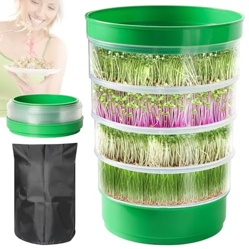 AOMGD 4-Tier Stackable Soil-Free Sprouting Tray