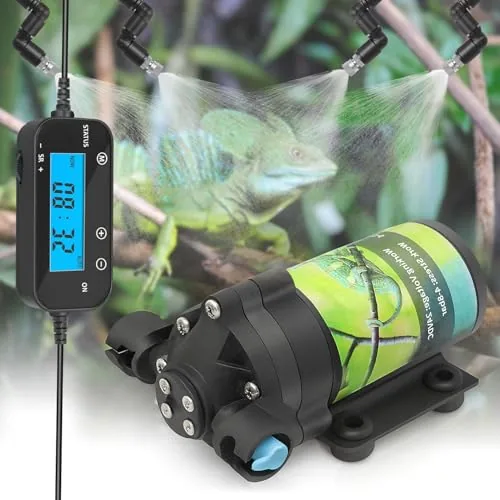 RUNWUSHENG Reptile Mister 6-Nozzle Self-Priming Timer System
