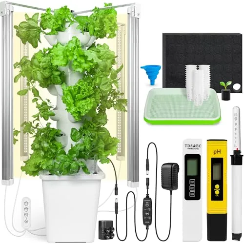 Carpathen 30-Plant Hydroponic Tower with LED Grow Lights