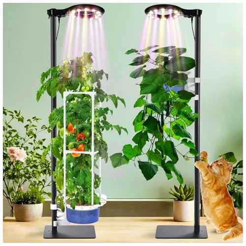 E SUPEREGROW Hydroponic Tower with LED Grow Light Stand