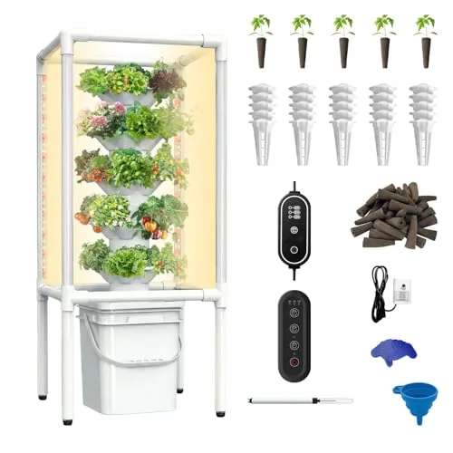 SJZX 5-Tier Hydroponic Tower with 360 Grow Light