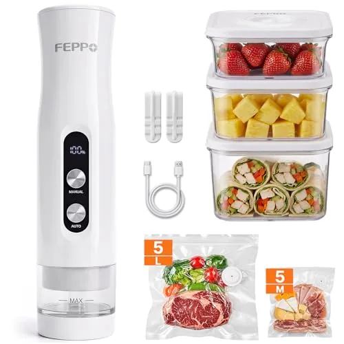 FEPPO Compact Handheld Vacuum Sealer with Containers