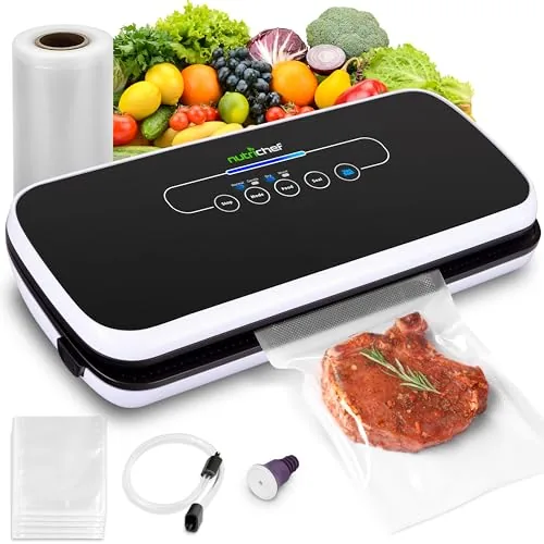 NutriChef Vacuum Sealer with Dry/Moist Modes Starter Kit