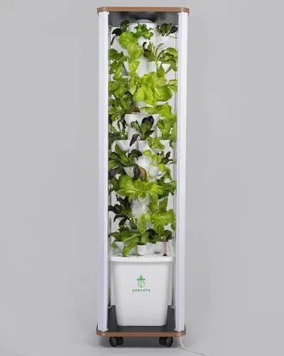 DPROOTS 45-Pod Vertical Hydroponic Tower with Full-Spectrum LEDs