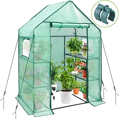 Ohuhu Walk-In Greenhouse 4-Shelf with Mesh Windows