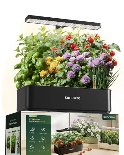 SUNCOZE 12-Pod Hydroponic Garden with 24W LED